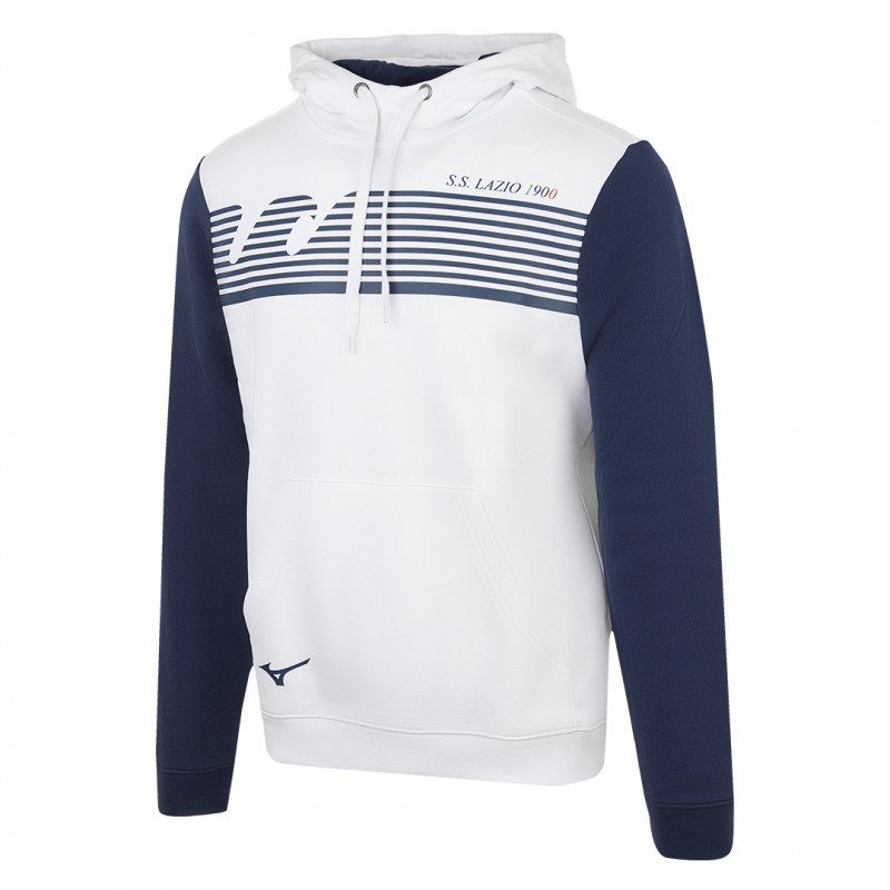 Felpa Bianca SS Lazio Fanwear Mizuno con cappuccio 2022 2023