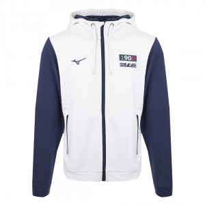 Felpa Bianca SS Lazio Fanwear Mizuno full zip con cappuccio 2022 2023