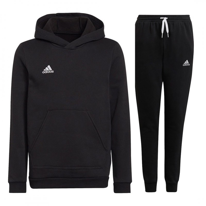 Black adidas child hooded sweatshirt tracksuit ADIDAS - 1