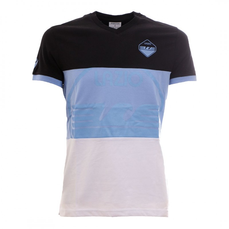 t-shirt collo a v bambino nera celeste bianca ss lazio MACRON - 1