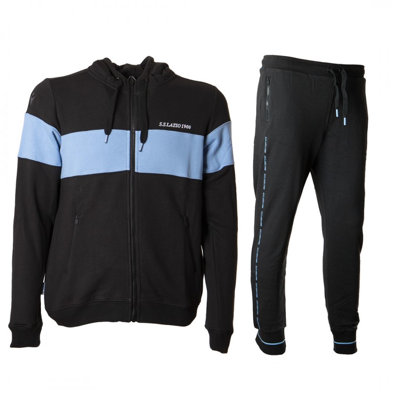 2020/2021 ss lazio boy's black full zip hooded tracksuit MACRON - 1