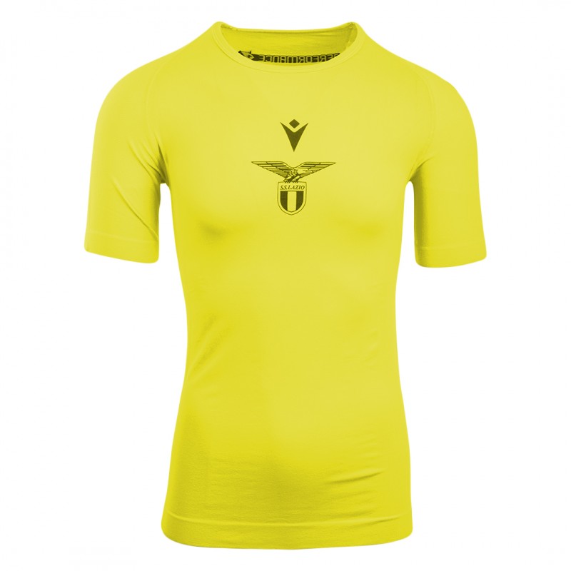 maglia a compressione away manica corta ss lazio giallo fluo 2019/2020 MACRON - 1