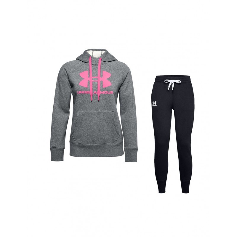 WOMEN FLEECE TRACKSUIT WHITE WITH HOOD UNDER ARMOR