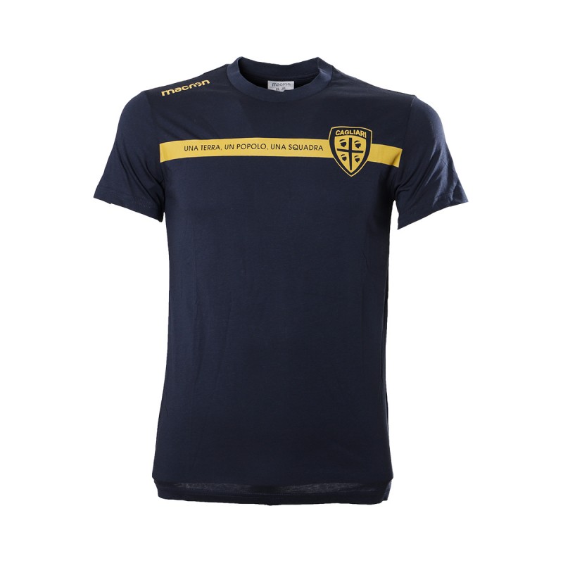 T shirt Bambino Calcio Cagliari oro e blu Macron